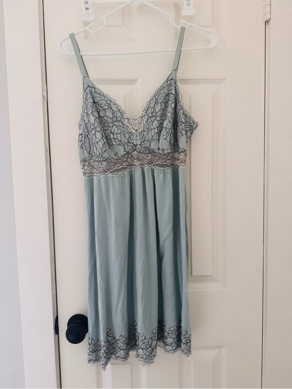 Soma Lace-Trim Chemise Nightdress in Sage Green